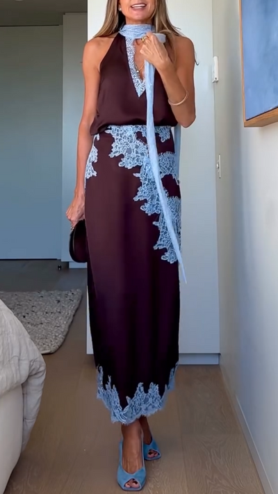 Marisse™ | Elegant Lace Panel Top & Skirt Set