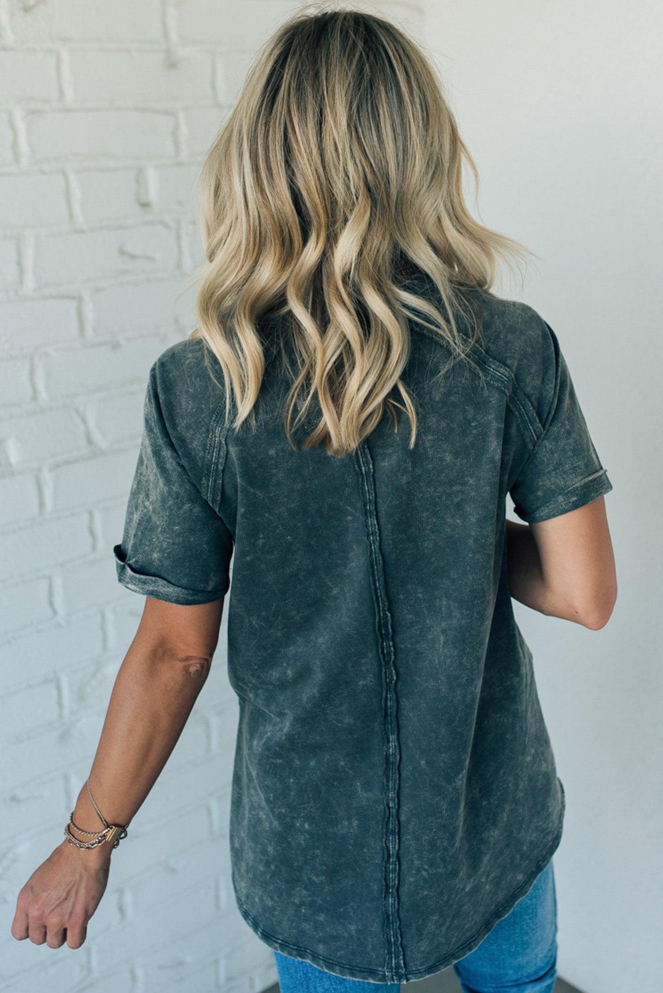 French Terry Acid Wash Top