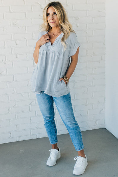 Coleen - Raw Edge Gauze Top