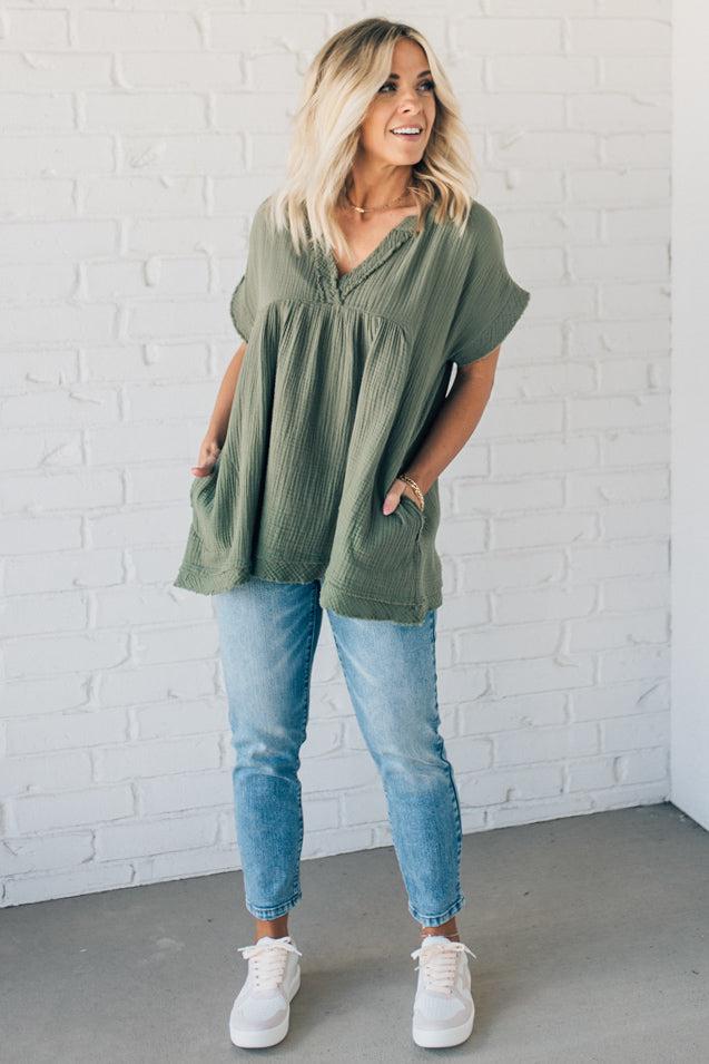 Coleen - Raw Edge Gauze Top